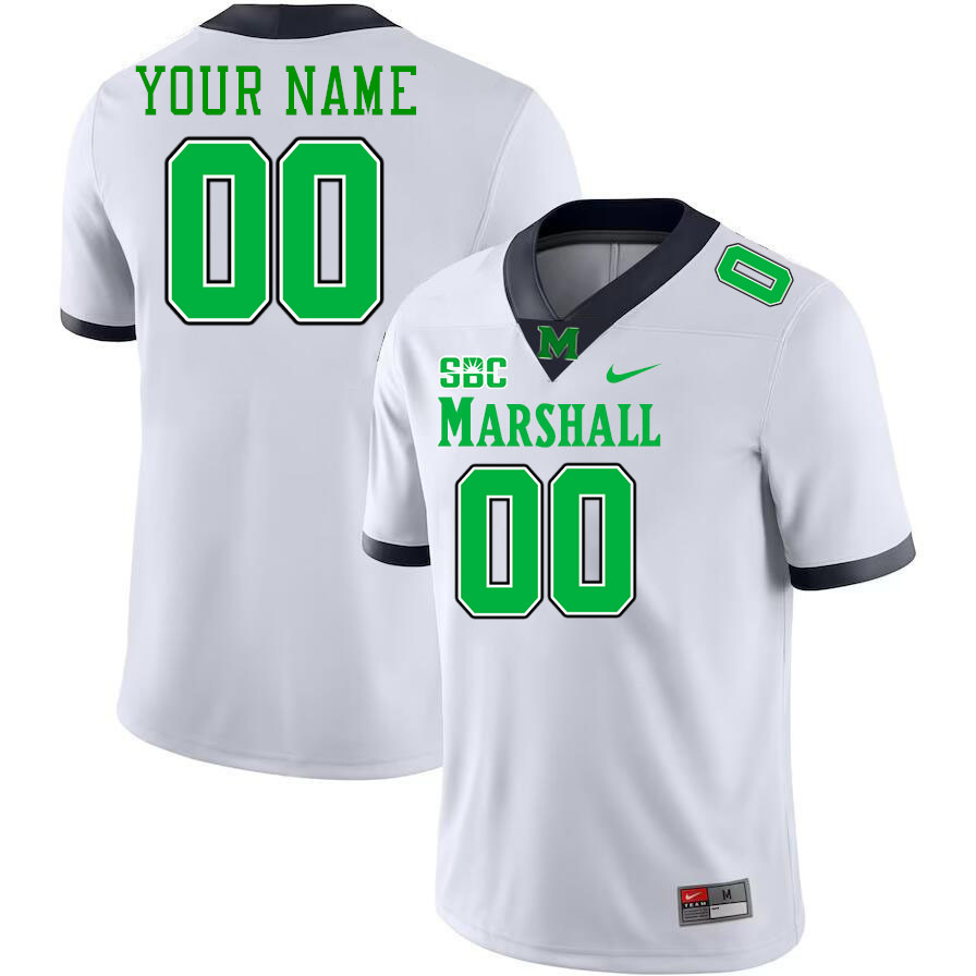 Custom Marshall Thundering Herd Name And Number Football Jerseys-White